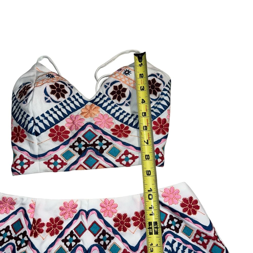 LULUS Rhythm is Gonna Get You Embroidered White Shorts & Top Size S - Picture 8 of 12